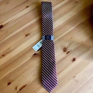 INC International Concepts Men's Cognac Brown Striped Tie NWT $59.50‎